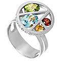 Круглое кольцо с цветными камнями (арт.00082)