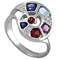 Кольцо-улитка с цветными камнями (арт.00161)