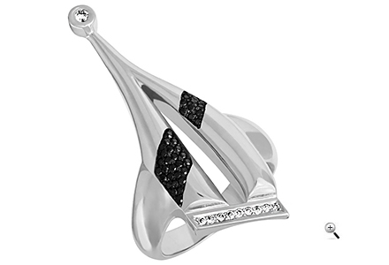 Кольцо с черными бриллиантами (арт.07311)