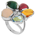 Кольцо с цветными кабошонами и бриллиантами (арт.30325)