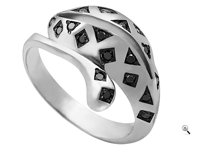 Кольцо с черными бриллиантами (арт.30476)