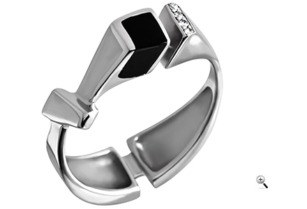 Кольцо с ониксом и бриллиантами (арт.30646)