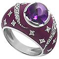 Кольцо с фиолетовой эмалью и аметистом (арт.31658)